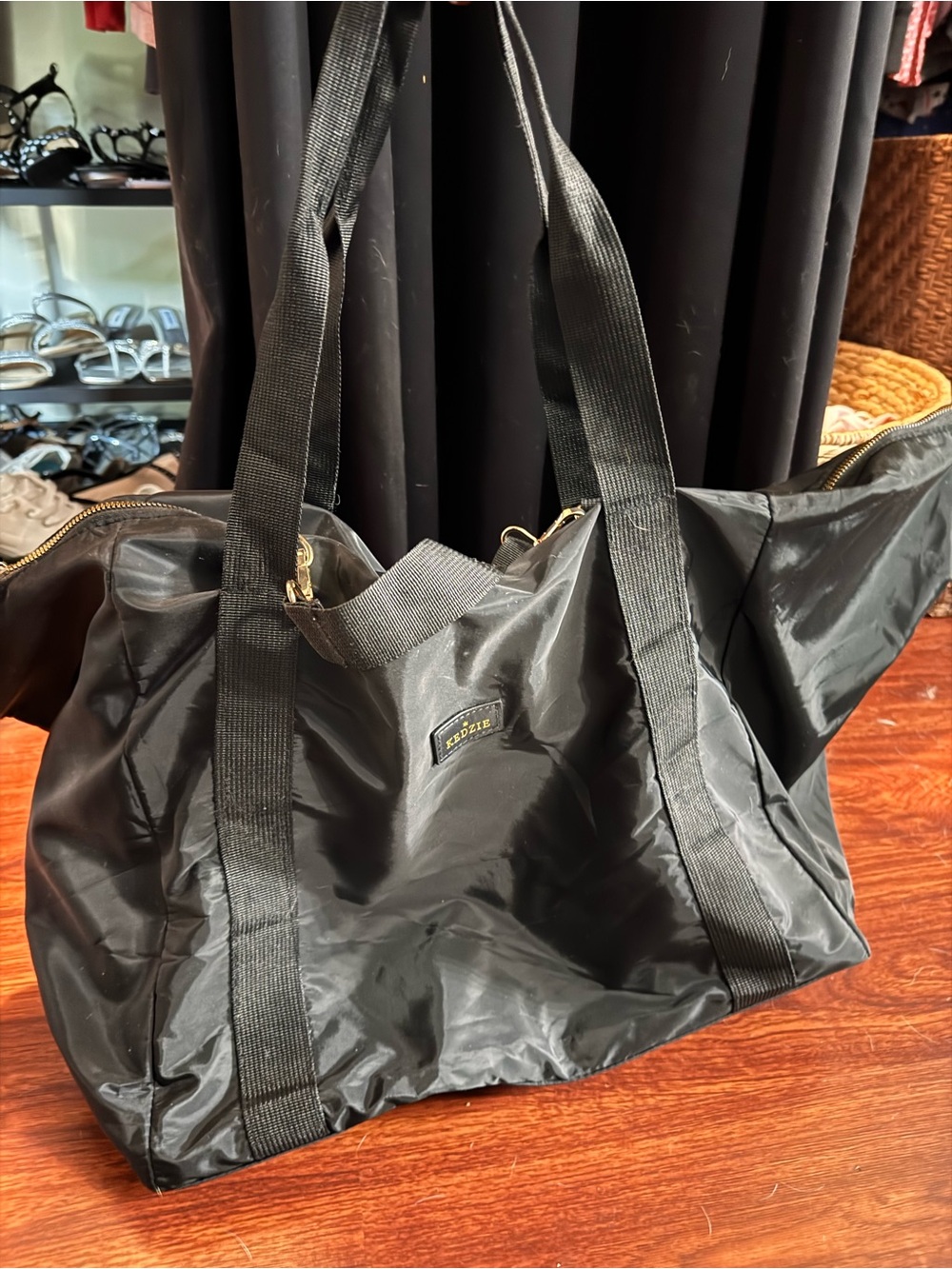 Black Nylon Travel Weekender Tote Bag